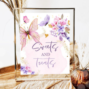 Sweets and Treats Favors Butterfly Floral Garden Poster