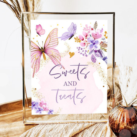 Sweets And Treats Favors Butterfly Floral Garden Poster