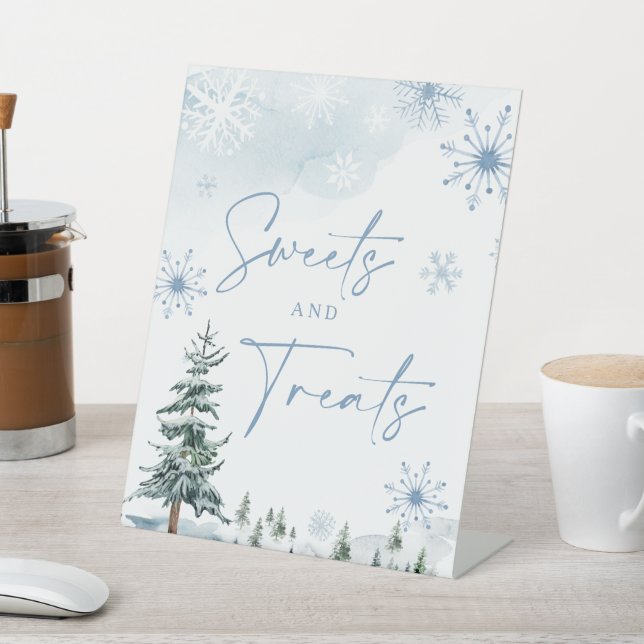 Sweets and Treats sign, blue table sign (In SItu)