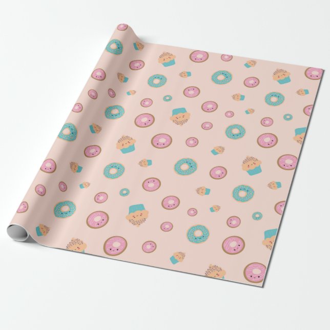 Sweets are Sweet Peach Wrapping Paper (Unrolled)
