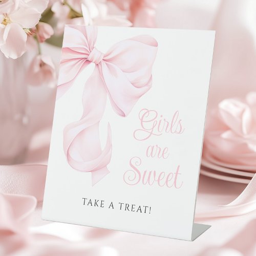 Sweets Bar Sign Pink Bow Girl First Birthday