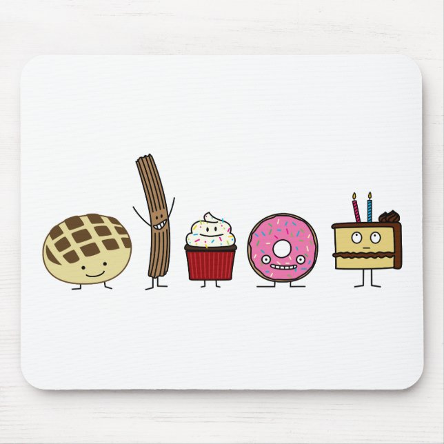 Sweets bread pan dulce churro donut cake cupcake mouse pad (Front)