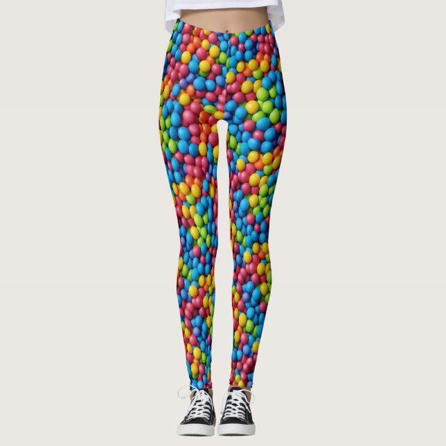 Sweets, candy, bubble gum background leggings (Front)