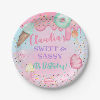 Sweets Candy girl birthday paper plates, ANY AGE. Paper Plates