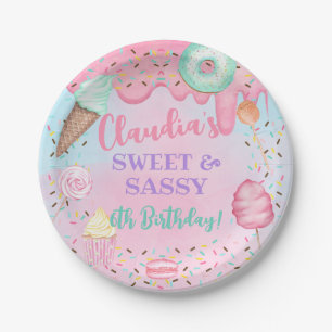 Sweets Candy girl birthday paper plates, ANY AGE. Plates