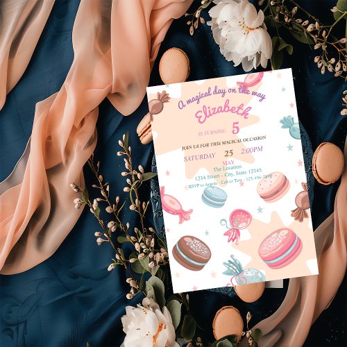 Sweets Candy Macaroons Birthday Invitation