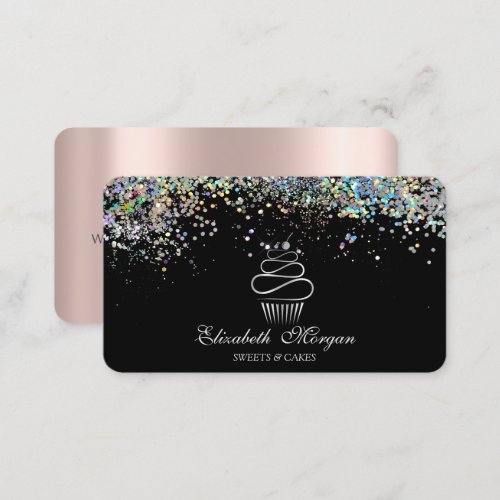 Sweets Cupcake Colorful Confetti Black   Business Card