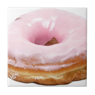 Sweets Dessert Food Pink Frosted Donut Tile