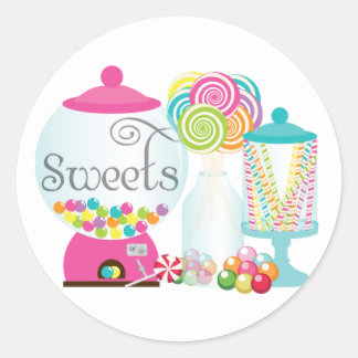 Sweets for Dessert Table Treats Bubblegum Rainbow Classic Round Sticker