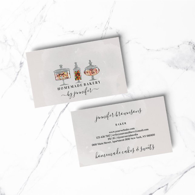 Sweets Jar Cute Treats Chocolate Candy Bakery Business Card (BAKERY PASTRY CHEF COOK CAKE event planner business)