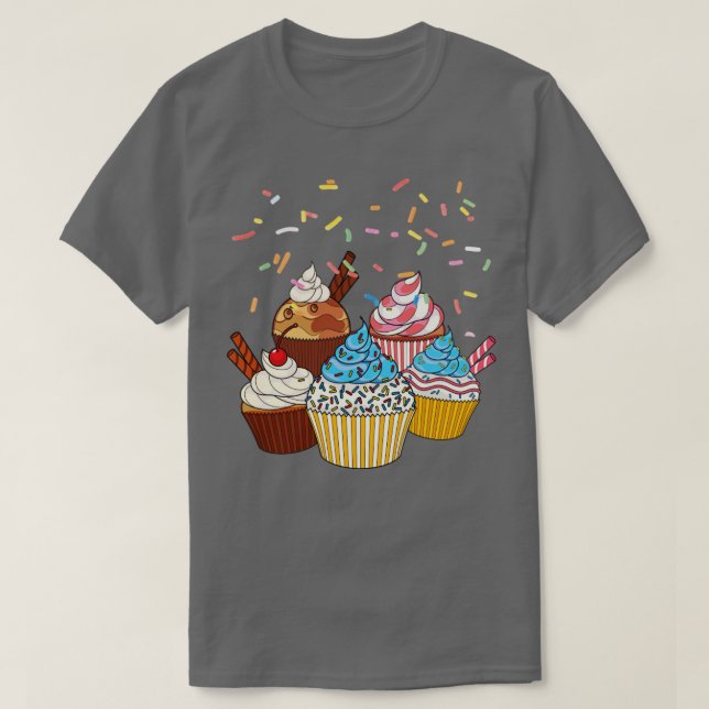 Sweets Lover Baking Foodie Sprinkles Cupcake T-Shirt (Design Front)