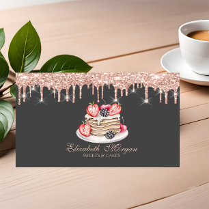  Sweets Pancakes Rose Gold Drips Bakery   Business Card
