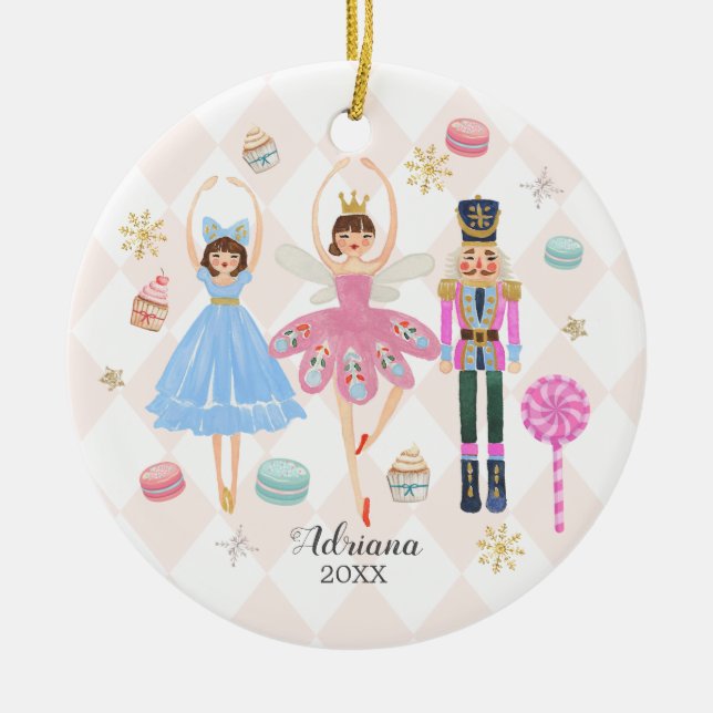 Sweets Personalized Nutcracker Macaroon Ceramic Ornament (Front)