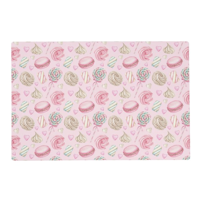 Sweets Pink Watercolor Pattern  Placemat (Front)