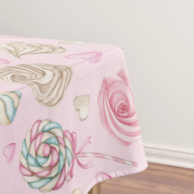 Sweets Pink Watercolor Pattern  Tablecloth (In Situ)
