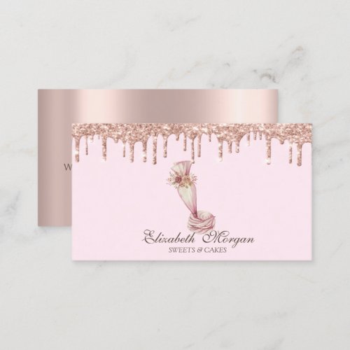  Sweets Rose Gold Drips Bakery  Business Card