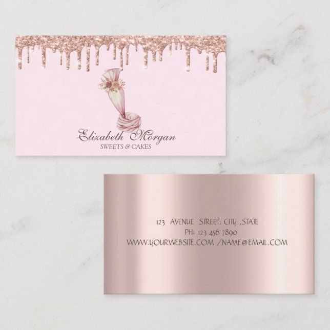  Sweets Rose Gold Drips Bakery  Business Card (Front/Back)