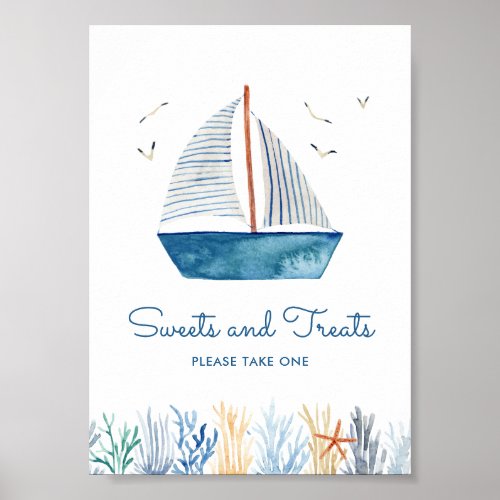 Sweets Sailboat Nautical Baby Shower Sign