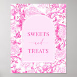 Sweets & Treats Fuchsia Chinoiserie Bridal Sign<br><div class="desc">This chinoiserie-inspired design features elegant botanical florals and greenery in hot pink and white. Personalize the invite with your details and if you want to further re-arrange the style and placement of the text,  please press the "Click to customize further" button.</div>