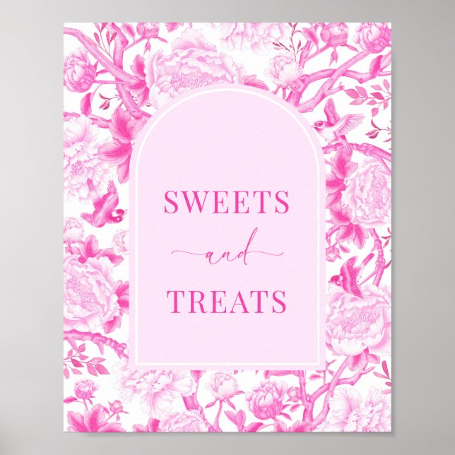 Sweets & Treats Fuchsia Chinoiserie Bridal Sign (Front)