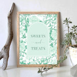 Sweets Treats Green White Chinoiserie Bridal Sign<br><div class="desc">This chinoiserie-inspired design features elegant botanical florals and greenery in sage green and white. Personalize the invite with your details and if you want to further re-arrange the style and placement of the text,  please press the "Click to customize further" button.</div>