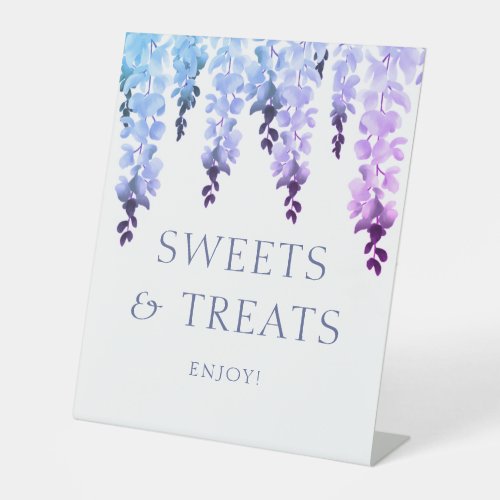 Sweets  Treats Modern Floral Wedding Event Pedestal Sign