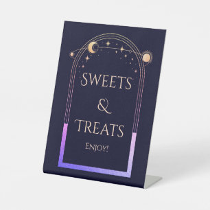 Sweets & Treats Mystical Navy Blue Sun Moon Stars Pedestal Sign