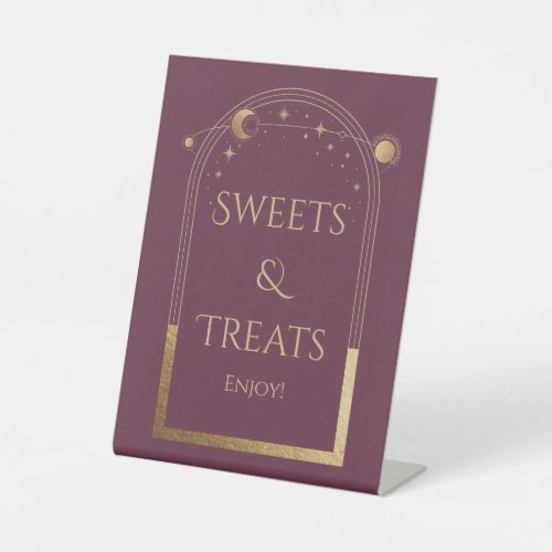 Sweets  Treats Mystical Plum Celestial Wedding Pedestal Sign