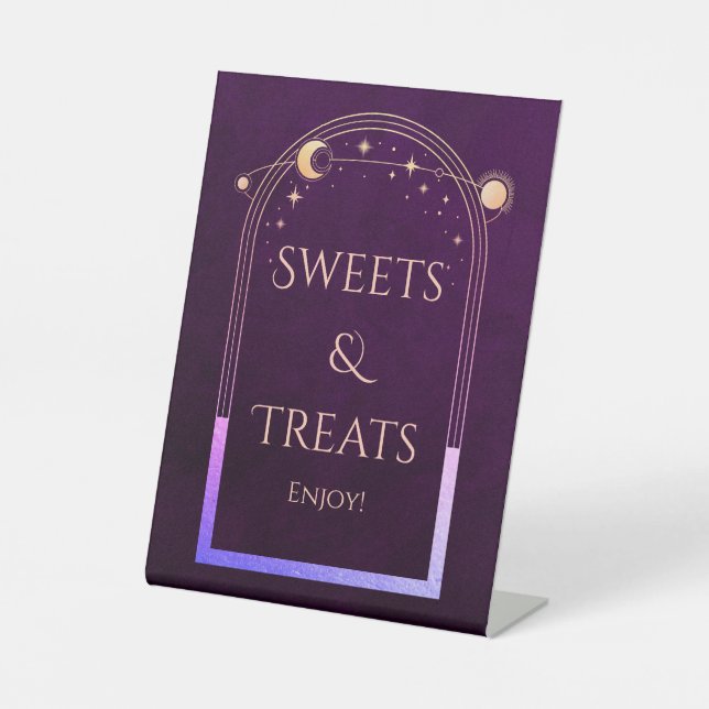 Sweets & Treats Mystical Plum Sun Moon Stars Pedestal Sign (Front)
