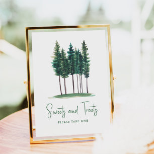 Sweets & Treats Rustic Green Trees Baby Shower Poster