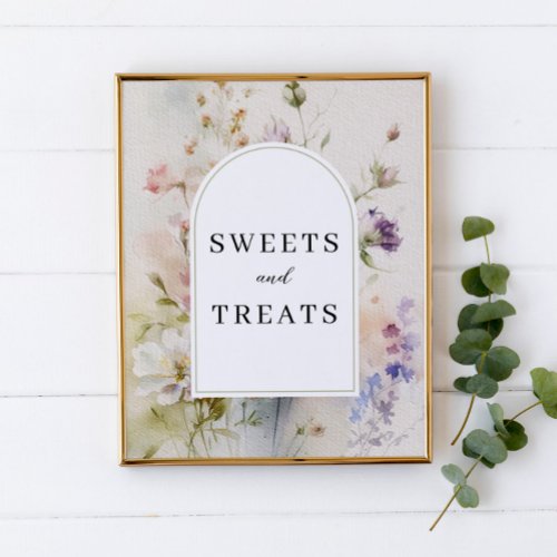 Sweets  Treats Rustic Watercolor Wildflowers Sign