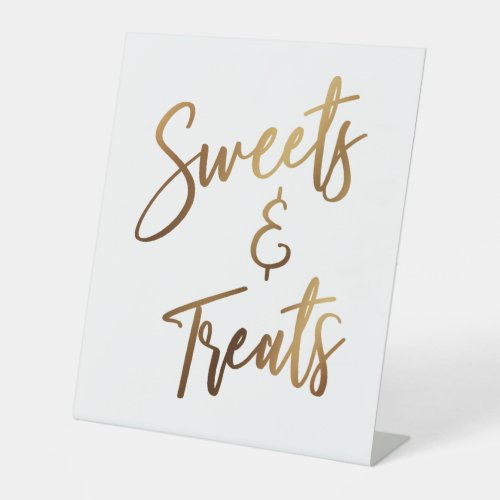 Sweets  Treats Simple Gold Handwriting Typography Pedestal Sign