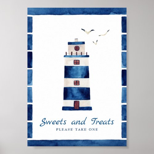 Sweets  Treats  Watercolor Lighthouse Nautical  Poster