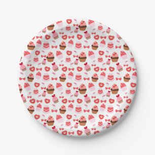 Sweets Valentine's Day Cupcakes Paper Plates