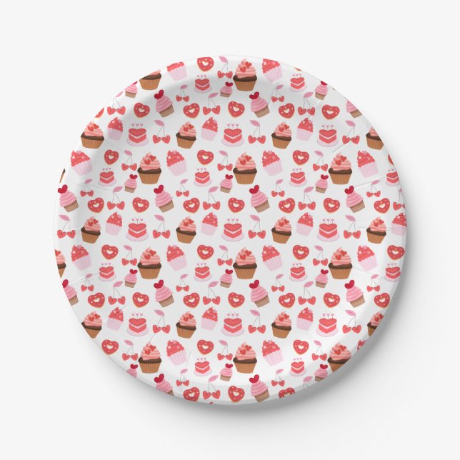 Sweets Valentine's Day Paper Plates Party Dessert (Front)