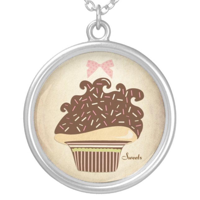 Sweets Vintage Cupcake Necklace (Front)