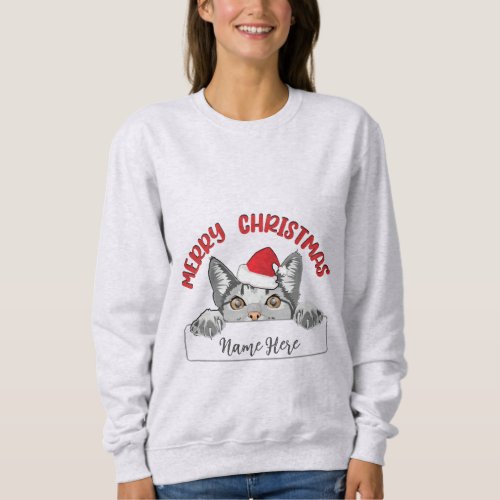 Sweetshirts custom name _ Christmas Cat Sweatshirt