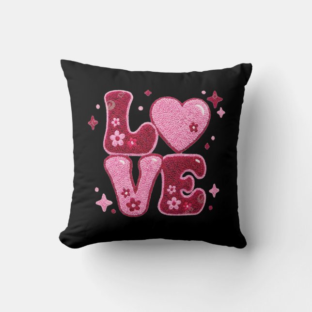 SweetStitch Love  Throw Pillow (Front)