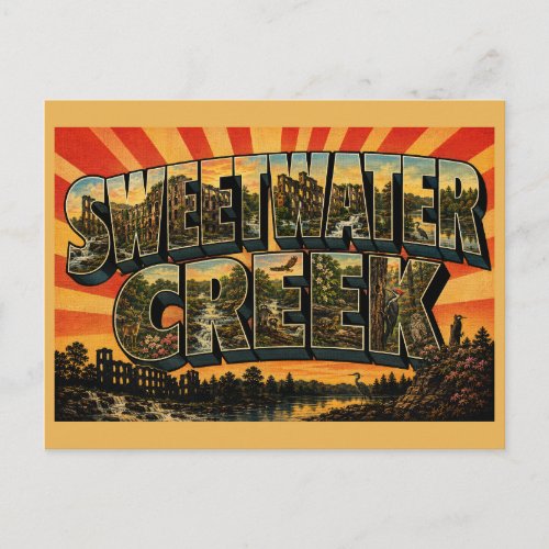 Sweetwater Creek Georgia Rapids Forest Ruins Art Postcard