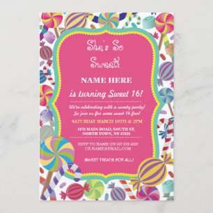 Sweety Dessert Candy Sweet 16 or any age Invite