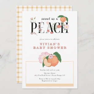 Sweety Little Peach & Floral Baby Shower Invitation