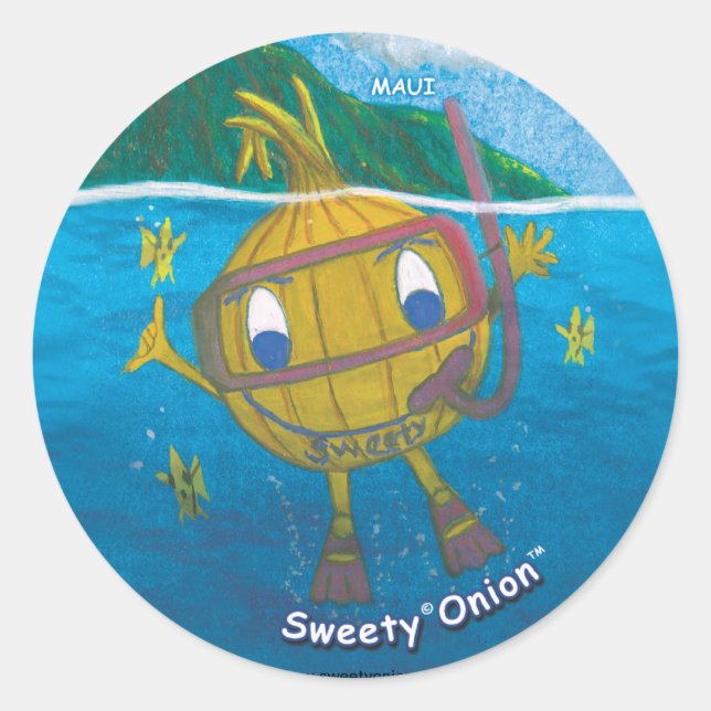 sweetyonion snorkeling classic round sticker (Front)