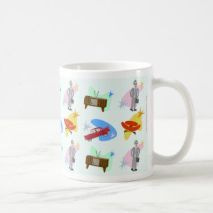 Swell Life Fun Sixties Cartoon Pattern Coffee Mug