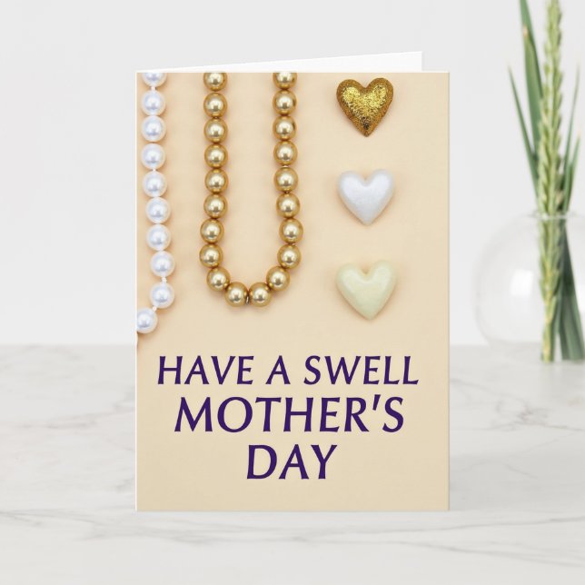 Swell Mothers Day Beads Hearts Card (Front)