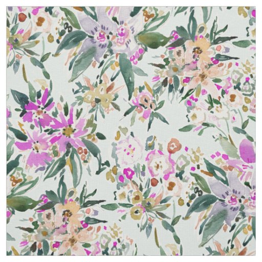 SWEPT AWAY Powder Blue Tropical Floral Fabric