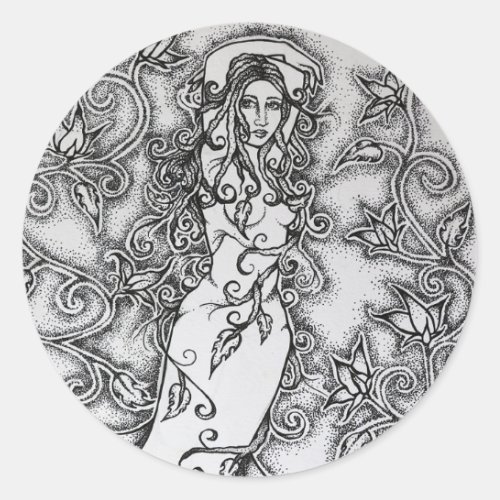 Swept up Ink Goddess Pagan  Classic Round Sticker
