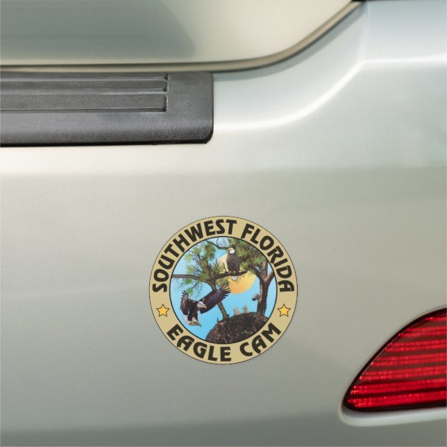 SWFL Eagle Cam Circle Car Magnet (In Situ)