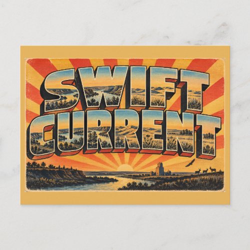 Swift Current SK River Prairie Sandhills Art Postcard