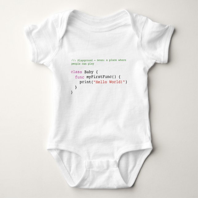 Swift Hello World Baby Jersey Body, Vit Baby Bodysuit (Front)
