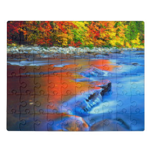 Swift River reflecting autumn colors Jigsaw Puzzle